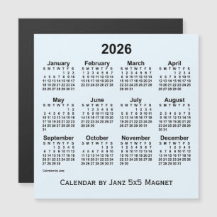 Calendrier bleu Alice 2026 par Janz 5x5 Magnet
