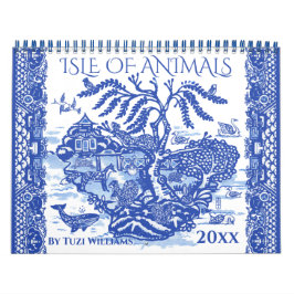 Calendrier Bleu Blanc Willow Animal Nature Design Whimsical