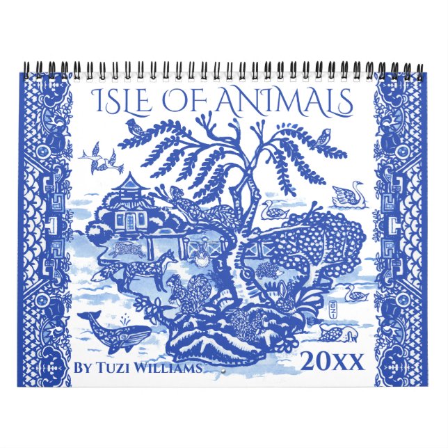 Calendrier Bleu Blanc Willow Animal Nature Design Whimsical (Protection)