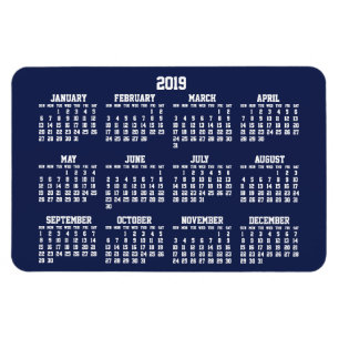 Calendrier bleu marine 2019 Grand Magnet flexible