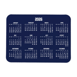 Calendrier bleu marine 2026 Magnet flexible