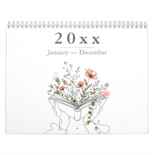 Calendrier Blooms Book Botanical Line Art