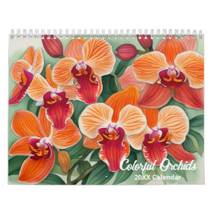 Calendrier botanique des orchidées colorées