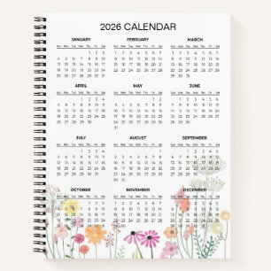 Calendrier Botanique Élégant Simple 2026 Cahier