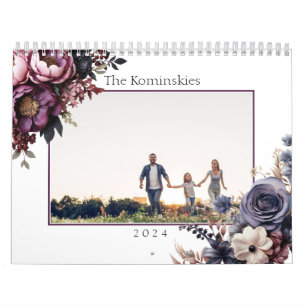 Calendrier botanique floral de famille élégant