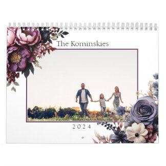 Calendrier botanique floral de famille élégant