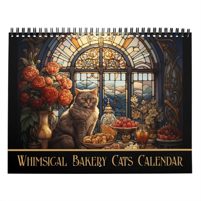 Calendrier Boulangerie Whimsical Cosy Chats Vitrail (Protection)
