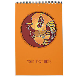 Calendrier Bouton paysage - Plume de lune Kokopelli 1