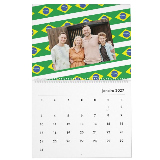 Calendrier Brésil | Ajoutez votre photo drapeau brésilien 202 (Jan 2027)