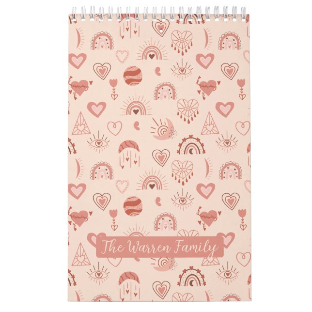 Calendrier Brouiller | Terracotta Boho Heart Photo Motif à th (Protection)