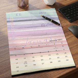 Calendrier Bureau de travail abstrait aquarelle pastel bohème