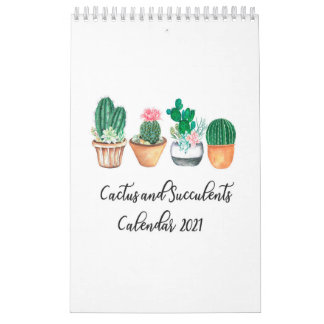 Calendrier Cactus et succulents dans l'aquarelle