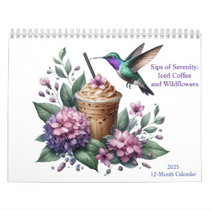 Calendrier Café glacé et aquarelle Fleur sauvage Art 2025