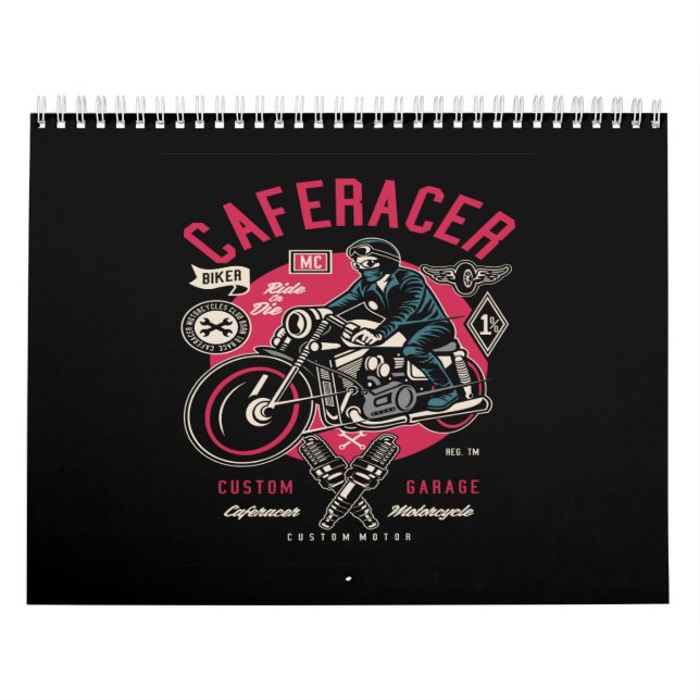 Calendrier café racer garage personnalisé (Protection)