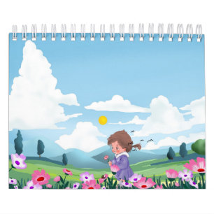 Calendrier Cahier Floral Fille Dessin Animé Mignonne