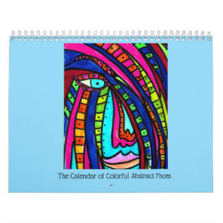 Calendrier Calendar with Colorful Abstract Faces