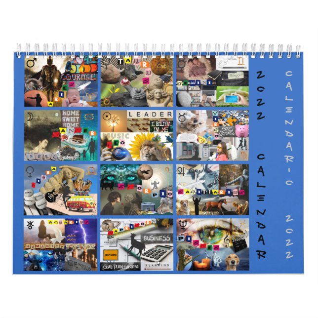 Calendrier Calendario Signos del Zodíaco en Collage (Protection)