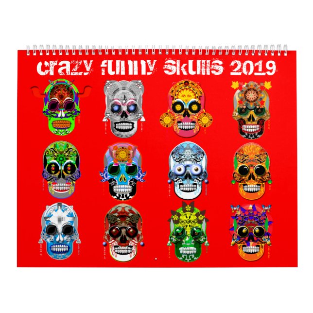 Calendrier Calendrier, crânes drôles fous 2019 (Protection)