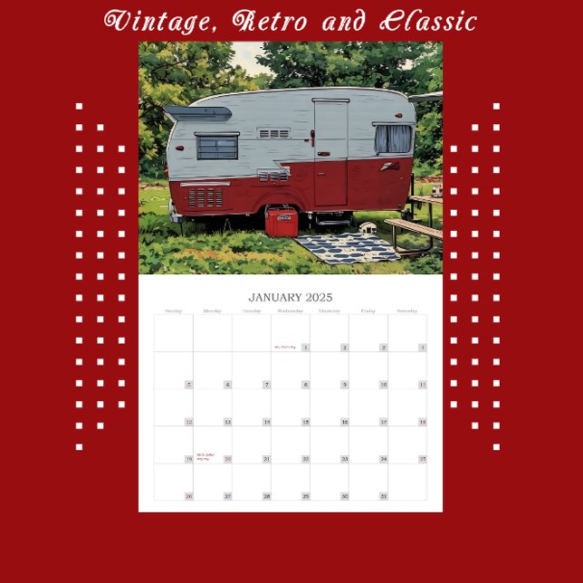 Calendrier Campers vintages et rétros Aventures de voyage (Créateur téléchargé)