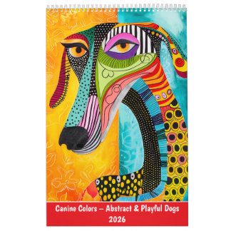 Calendrier Canine Colors – Abstract & Playful Dogs 2026