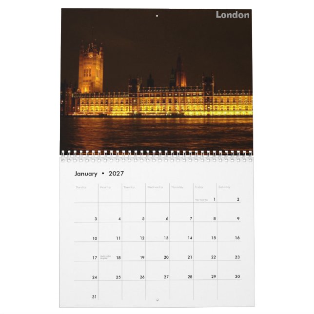 Calendrier Capitales européennes (Jan 2027)