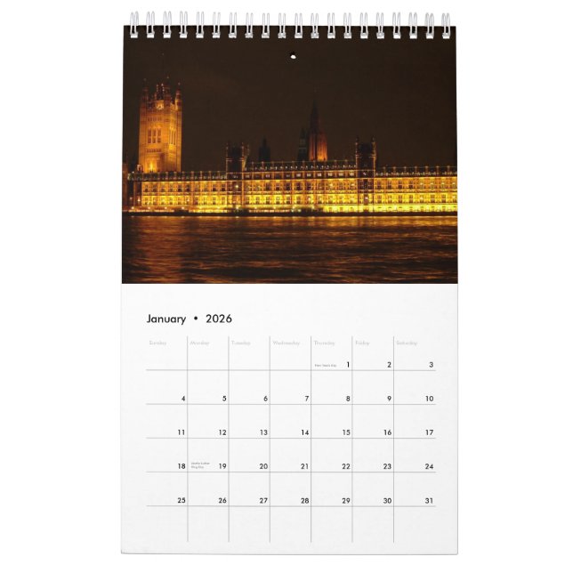 Calendrier Capitales européennes - 2012 (Jan 2026)