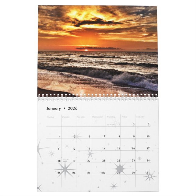 Calendrier Carolina Beach Sunrise (Jan 2026)