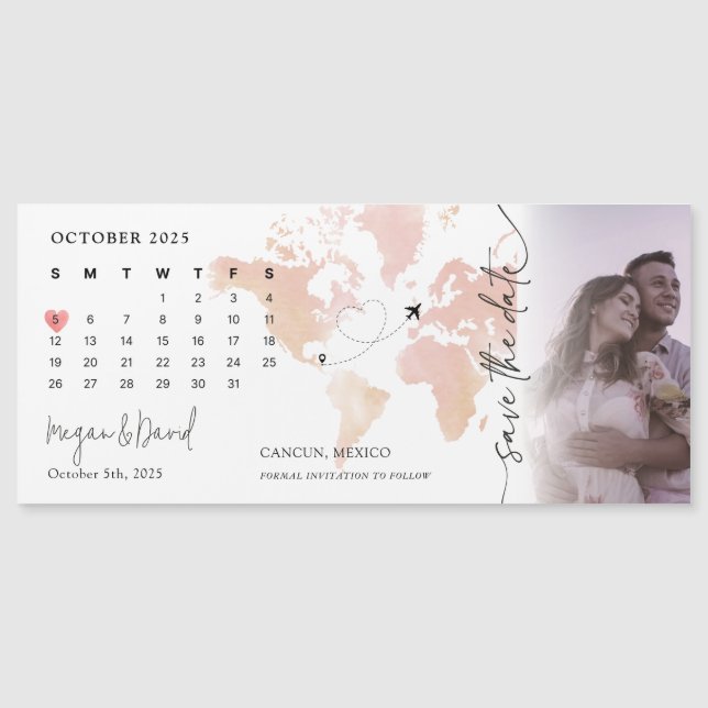Calendrier Carte du monde de destination Mariage d (Devant)
