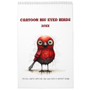 Calendrier Cartoon Abstrait Big Eyed Birds
