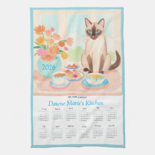 Calendrier Chat Siamois, Tasses à Thé et Torchons