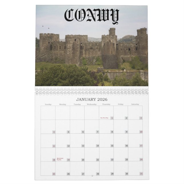 Calendrier Châteaux du Pays de Galles (Jan 2026)