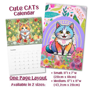 Calendrier Chats de dessin animé mignons kawaii personnalisés