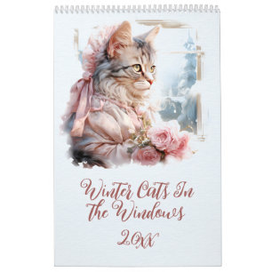 Calendrier Chats d'hiver sous les fenêtres