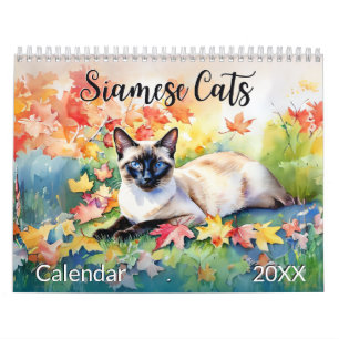 Calendrier Chats siamois à l'aquarelle 2027