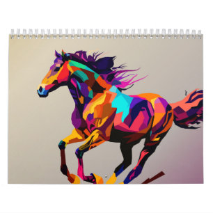 Calendrier Cheval en course pop art