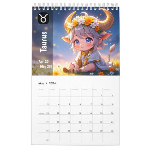 Calendrier Chibi Cute Zodiac 2026 - Astrologie Kaw