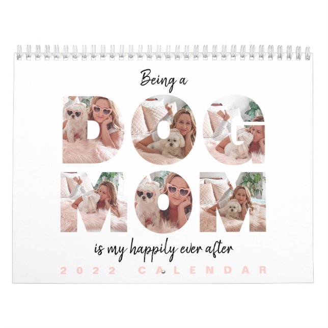Calendrier Chien Maman| Photo moderne Collage de texte person (Protection)