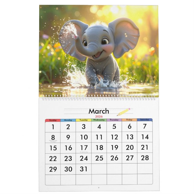 Calendrier children’s 3D Cartoon Animal Calendar – Fun & Cute (Mar 2026)