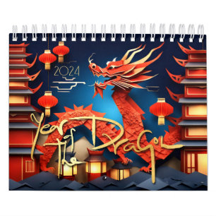 Calendrier Chinese Dragons Année personnalisée 2024 C