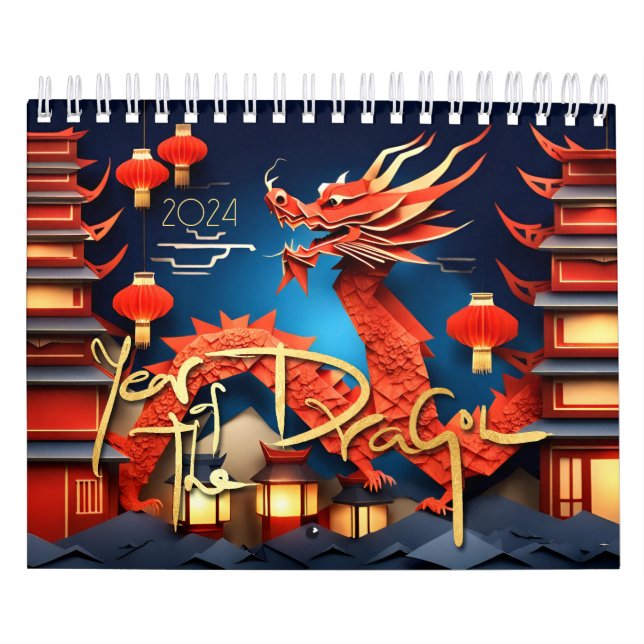 Calendrier Chinese Dragons Année personnalisée 2024 C (Protection)