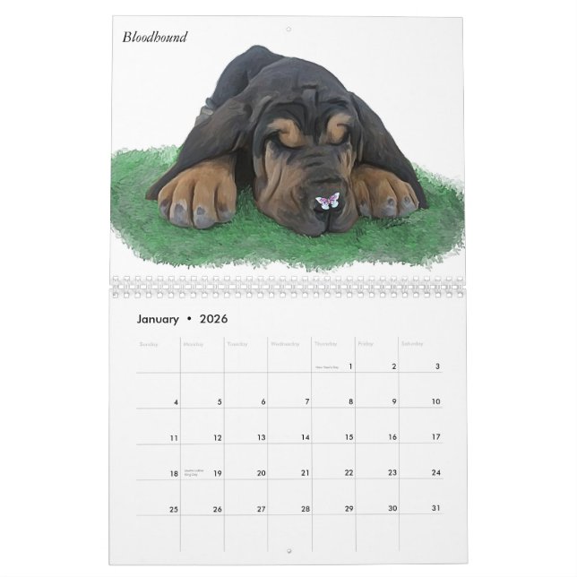 Calendrier Chiots et papillons (Jan 2026)