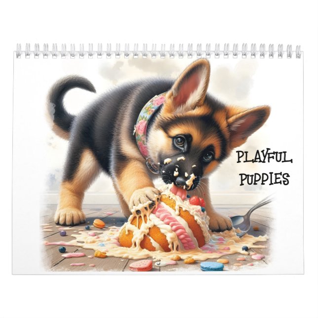 Calendrier Chiots joueurs Douze mois (Protection)