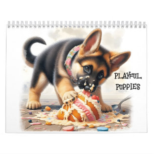 Calendrier Chiots joueurs Douze mois