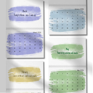 Calendrier Citations Pinceau Aquarelle Clair 2026