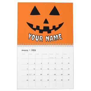 Calendrier Citrouille orange personnalisé Halloween Votre Nom