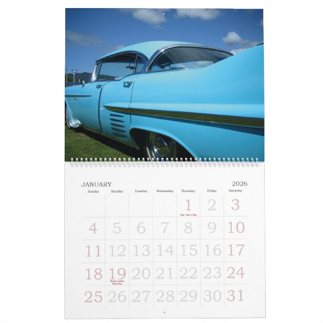 Calendrier classique de voitures - GoPro wow (Jan 2026)