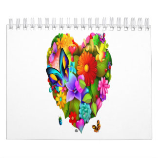 Calendrier Coeur des fleurs et des papillons