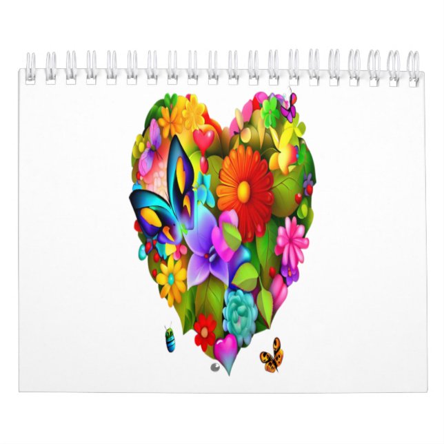 Calendrier Coeur des fleurs et des papillons (Protection)