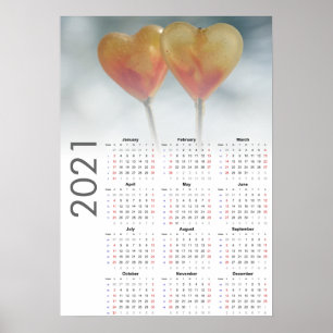 Calendrier coeurs 2021 Poster - dimanche en premie
