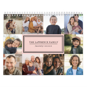 CALENDRIER COLAGE PHOTO ÉLÉGANT FAMILLE PHOTO 2027 ROSE PÂLE